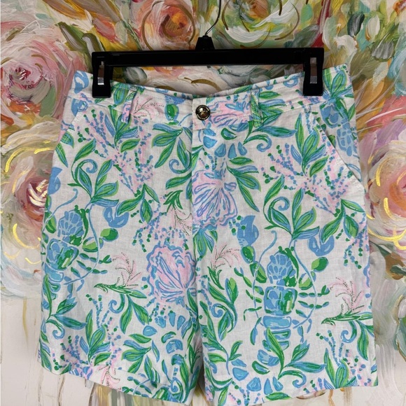 Lilly Pulitzer Aldora Linen Shorts Floral Print NWT Size 0 - Picture 3 of 10